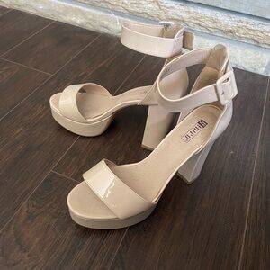 Beige Block Heel Sandals